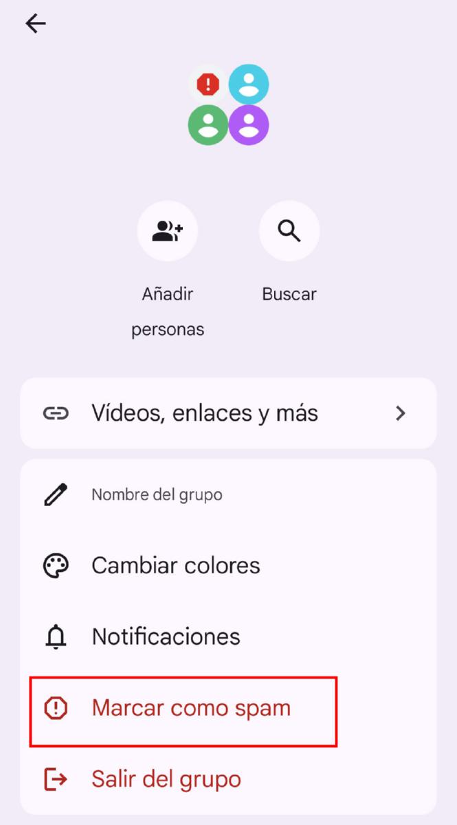 Chat RCS no deseado